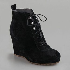 ROSEGOLD Betty Black Suede Wedge Booties